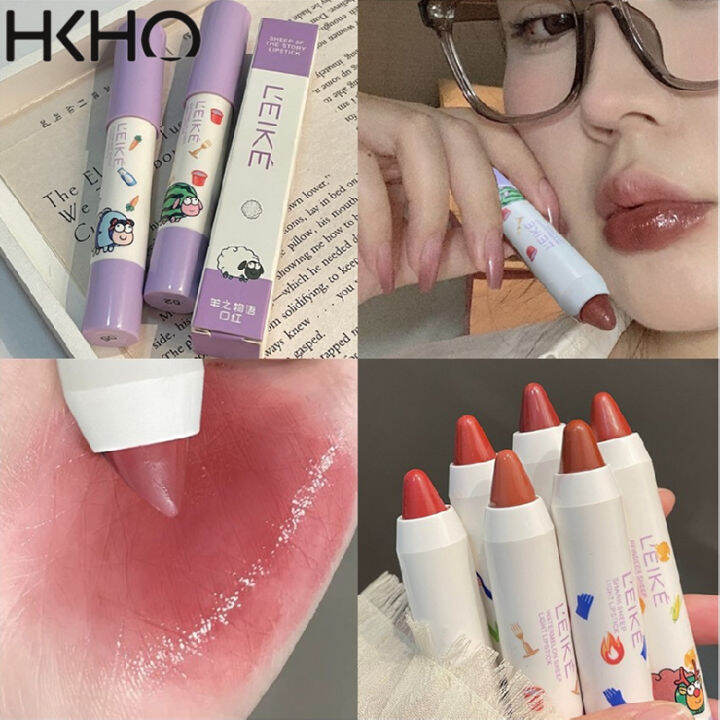 HKHO Cartoon Sheep Lipstick ปากกา Mist Matte Crayon ลิปสติก