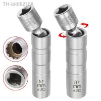 ▥▽ New 14mm 16mm thin wall spark plug socket universal joint with magnetic flexible socket wrench auto repair tool