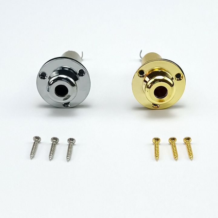 acoustic-electric-guitar-mono-end-pin-jack-endpin-jack-socket-plug-6-35mm-1-4-inch-copper-material-with-screws-guitar-parts