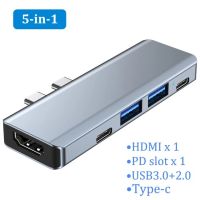 ฮ็อตเซลขายตั๋ว7 In 1 USB C ฮับคู่ประเภท-C ถึง4K HDMI เข้ากันได้ Thunderbolt 3 USB ฮับพร้อมฮับ3.0 TF ช่องตัวอ่าน SD PD สำหรับ MacBook Pro/air