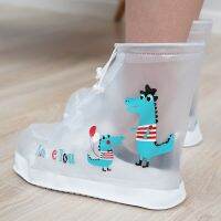 Kids Cartoon Dinosaur Waterproof Shoes Overshoes Galoshes Children Cartoon Zipper Non-slip Elastic Rain Shoes For Rain Boot Rain Boots