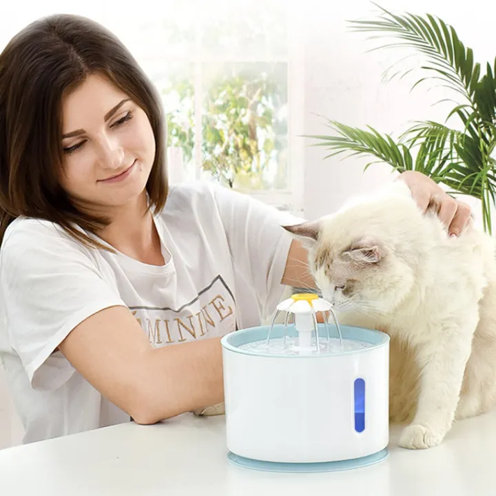 น้ำพุแมวสัตว์เลี้ยงแบบอัตโนมัติพร้อมไฟ-led-ตัวกรอง5แพ็ค2-4l-usb-สุนัขแมวดื่มแบบปิดเสียงถังใส่น้ำดื่มที่มีก๊อกน้ำชามป้อนเครื่องดื่ม