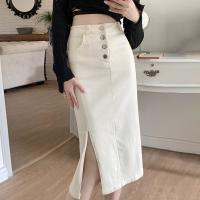 【CW】 2023 Waist Slit Skirt Korean A line Skirts Y2k Streetwear