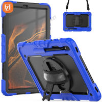 【พร้อมฟิล์มหน้าจอ】 Casing Tablet หรูหราสำหรับซัมซุงกาแล็กซีแท็บ S7 FE 12.4 "(2021) / SM-T730 T733 T736B T735ปลอกซิลิโคน TPU และ PC นิ่มมีขาตั้งในตัว + Tali Bahu + สายรัดข้อมือ