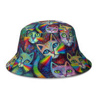 [hot]2022 New Summer Magicats Psychedelic Cat Bucket Hat for Unisex Streetwear Foldable Bob Fisherman Hat Girls Boys Panama Gorros