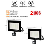 2ชิ้น220โวลต์10-100วัตต์ LED FloodLight ปอตไลท์ภายนอกถนนผนังสะท้อนหลอดไฟ LED PIR Motion Sensor ไฟสวนแบบชาร์จไฟได้