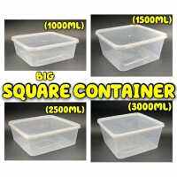 MY-BUNGKUS 50pcs Big Square Container Disposable &amp; Washable Tupperware Container Petak Besar 1litre 1.5litre 2.5litres 3litres