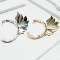 Superior Home Shop Fashion Ladies Gold Feather Wings Ear Clips No Piercing Can Wear Ear Hooks