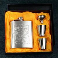 【YF】∏❄◎  8oz/7oz Hip Flask Flagon Whiskey Wine Pot Leather Cover Bottle Funnel Tour Drinkware Cup