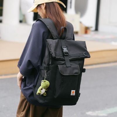 Hong Kong Fashion Cool Roll-Up Bag Female College Students Large Capacity Computer Backpack Suitable Travel Backpack For High School Students Male 2023