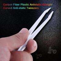 6pcs/set Carbon Fiber Plastic Tweezers Antistatic Straight Curved Anti-static Tweezers White Color Hand Tool