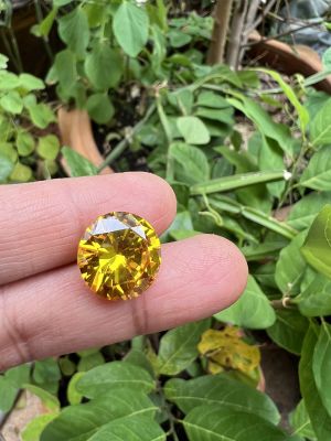 CZ เพชร คิวบิกเซอร์โคเนีย เพชรรัสเซีย Cubic Zirconia รูป ทรงกลม สีเหลือง YELLOW  American diamond stone  ROUND SHAPE 8.00 MM   ( 1 PCS เม็ด )