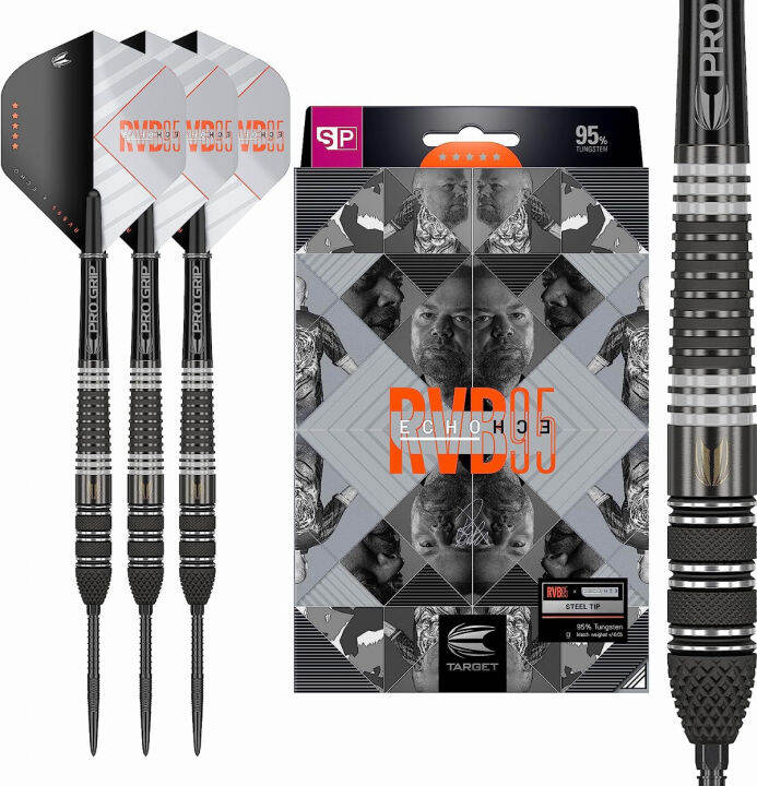 Target Darts RVB 95 X Echo 95% Tungsten Swiss Point Steel Tip Darts Set ...