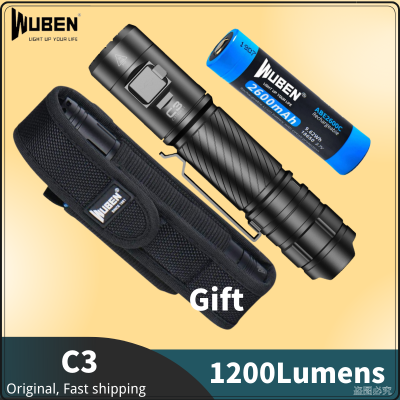 WUBEN C3 High-Powerful 1200Lumens Type-C Rechargeable Flashlight P9 LED Include 18650 Battery Troch Light