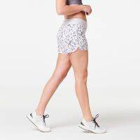 COD กางเกงวิ่งขาสั้นสำหรับผู้หญิงรุ่น RUN DRY (สีเทาพิมพ์ลายลาเวนเดอร์) Womens running shorts RUN DRY (gray with lavender p