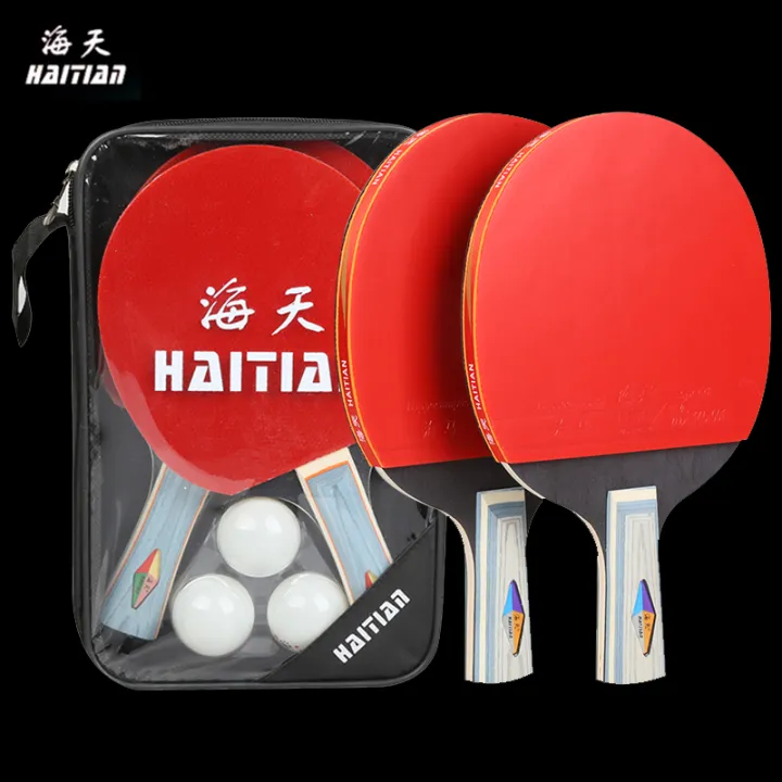 Haitian table tennis racket 2 pack black basswood ppq red and black