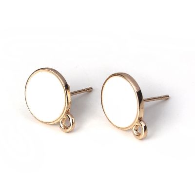 【YP】 Fashion Ear Stud Earrings Findings Round Gold Color W/ Jewelry Gifts 14mm x 10mm10PCs
