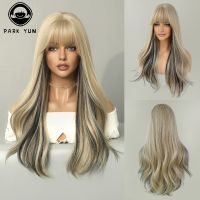 Long Curly Synthetic Wigs Blonde with Black Natural Hair Wigs Middle Part for Women  Use For Cosplay Daily Lolita Heat Resistant Wig  Hair Extensions