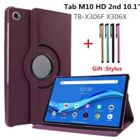 เคสแท็บเล็ตสำหรับ Lenovo Tab M10,เคสหนัง PU HD2 TB-X306F TB-X306X นิ้วหมุนได้360องศาสำหรับ Lenovo M10 HD2nd รุ่น10.1นิ้ว TB-X306