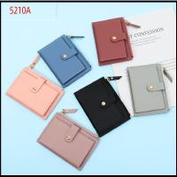 5210A น่ารัก ผู้หญิง หนัง PU สีทึบ กระเป๋าใส่เหรียญขนาดเล็ก กระเป๋าสตางค์ใบเล็ก ถุงเงิน กระเป๋าใส่บัตรเครดิต