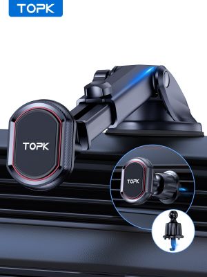 TOPK D37-Z Magnetic Phone Car Mount  3in1 Phone Holder for Car Air Vent Windshield and Dashboard Adjustable Long Arm Phone Mount Car Mounts