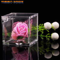 [Timmo House]1Pcs กล่องใส PS พร้อมฝาปิดพลาสติก Organizer ของขวัญเล็กๆ Square กล่องบรรจุอาหาร Candy Storage Container For Home