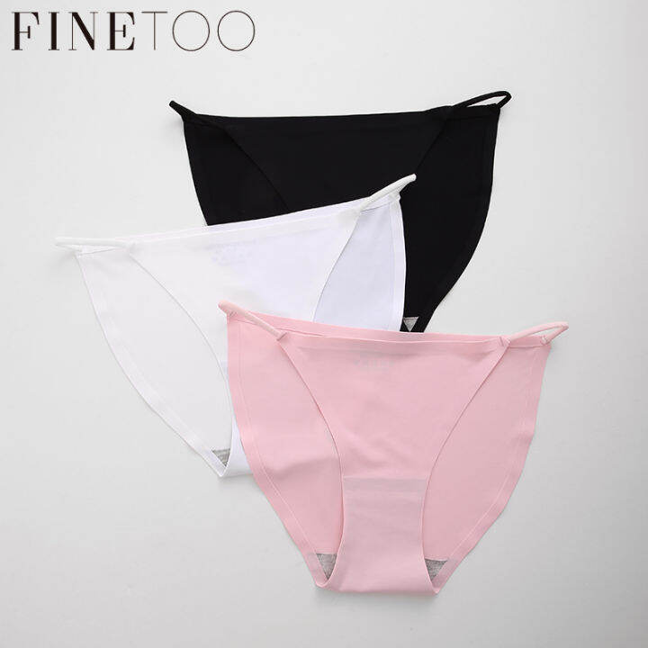 Finetoo Seamless Ice Silk Panties Bikini Style Underwear Antibacterial Sexy Hip Lift Solid Color 1895