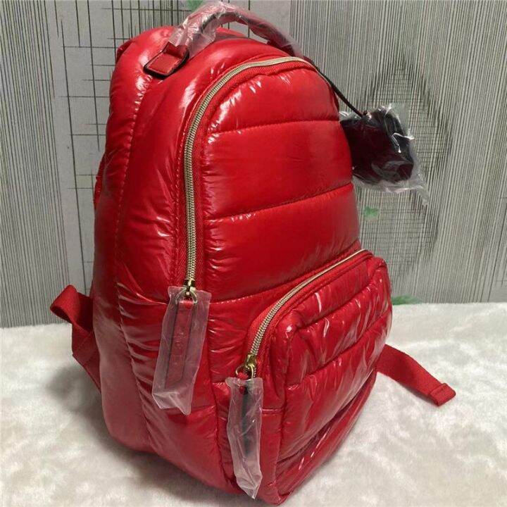 Free Shipping Estee Lauder Red Down Quilted Backpack With Hand