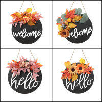 Thanksgiving Wooden Doorplate Pendant Halloween Decoration Scene Layout Home Crafts Emulational Flower Decoration Pendant