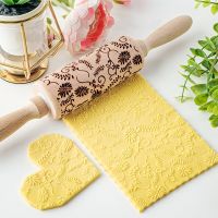 Cute Flower Wooden Rolling Pin Spring Garden Patterned Cookie Biscuit Fondant Cake Roller Embossing Pastry Pizza Rollar Bakeware Bread  Cake Cookie Ac