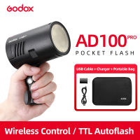 Godox AD100Pro 100Ws TTL 2.4G HSS 1/8000s Pocket Flash Light with 7.2V/2600mAh Lithium 360 Full Power Flashes 0.01-1.5s