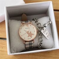 Five-pointed star plaid watch with creative personality niche high-end design simple and fashionable female model for students with good looks