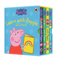 Peppa Pigs Enlightenment paperboard book peppa pig shapes/colors/abc/123 pink piggy sister English original elementary cognitive learning paperboard Book 4 childrens cognitive enlightenment learning English version