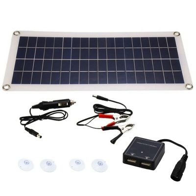 1X8W 12V Dual USB/DC Flexible Solar Panel Efficient Car Battery Charge Camping