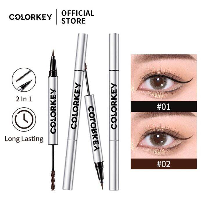 Colorkey Eyeliner Dua Ujung dengan Maskara, Kosmetik Riasan Mata Tahan