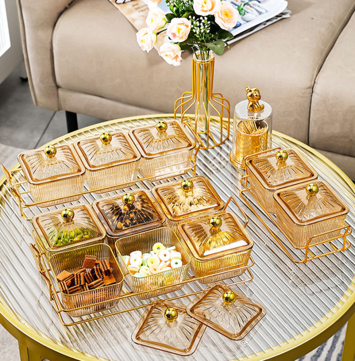 nut-plate-amber-square-dish-alloy-tray-dim-sum-dish-snack-tray-refreshment-tray-fruit-plate