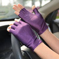 【CW】New Spring Autumn Thin Short Half Finger s Driving Biking Solid Color Sunscreen s Women Men Elastic Fingerless Mitten