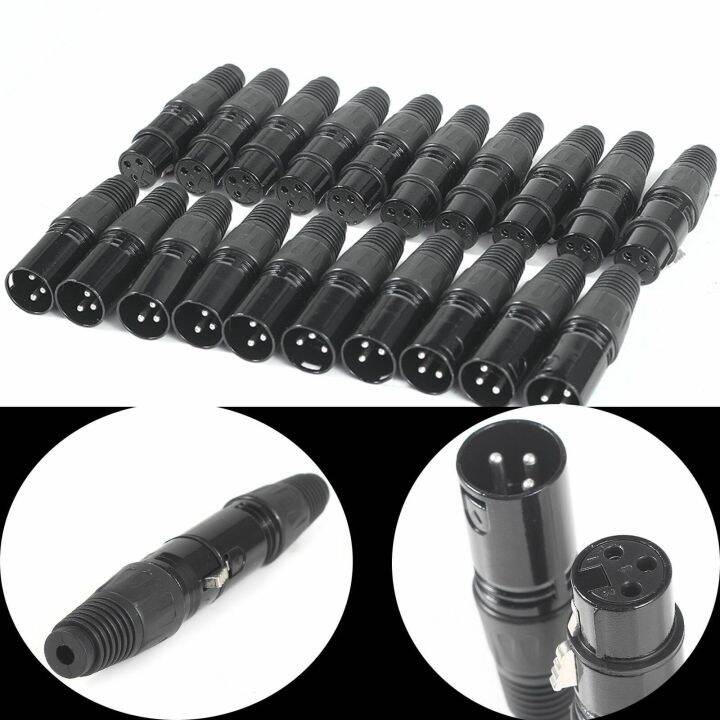 10 Pairs XLR DMX 3 Pin Microphone Audio Wire Cables Plug Connectors Male Female MIC Snake Plug