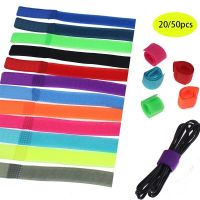 20/50 Pcs Velcros Self Adhesive Colorful Fastening Cable Ties  Reusable Cable Straps Wire Organizer  Hook Loop  7.1 Inch Cable Management