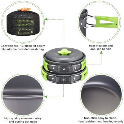 Portable Tableware for Camping Cookware Kit Outdoor Cooking Frying Pan Camping Pot Travel Hiking Backpacking Couverts Voyage