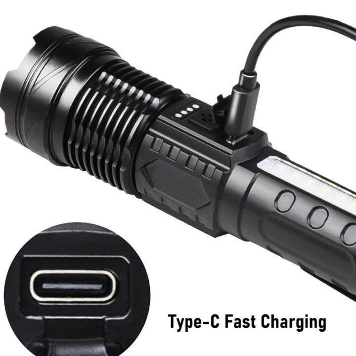 xhp50-ledไฟฉายพลังสูง-usb-ซูมแอลอีดีไฟฉายไฟสำหรับการตั้งแคมป์-7-mode-flashlight-อลูมิเนียมอัลลอยด์-usbไฟฉายแบบชาร์จ-มีไฟกระพริบ-ไฟฉายซูมได-1500-เมตรไส้ตะเกียง-สร้างขึ้นในแบตเตอรี่ไฟฉายแบบพกพา-7-โหมดแส