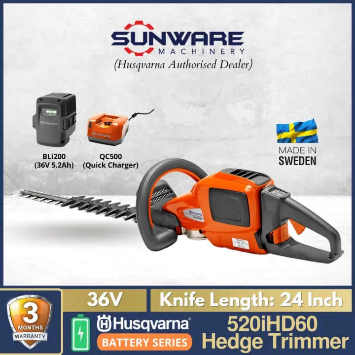 [PRO BATTERY SERIES] HUSQVARNA 520iHD60 Cordless Battery Hedge Trimmer ...