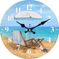 Home Decor Sea Creations Beach Chair Wall Watch Coastal Nautical Beach Round Wooden Wall Clock Art