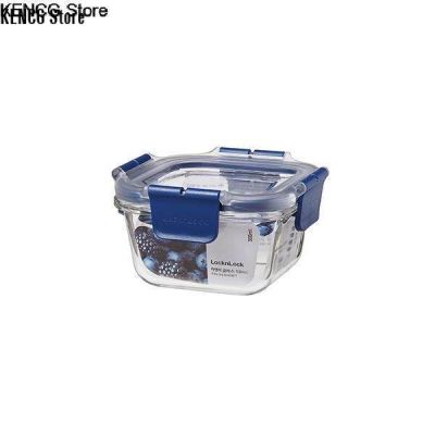 KENCG Store [Lock&Lock] [300ml x 1pcs] [Blue] Top Class Oven Glass Airfryer Square Airtight Container Storage Air Fryer LocknLock Lock and Lock n Lock