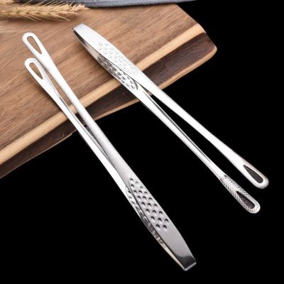 【jw】卐  steel food tongs long handle non-slip barbecue steak kitchen cooking tool accessories