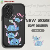 Jinsouwe เคสสำหรับ Samsung A53เคส5G สำหรับเด็กหญิงเด็กชายผิวสัมผัสเพรียวบางลายการ์ตูนปกหนัง PU น่ารัก