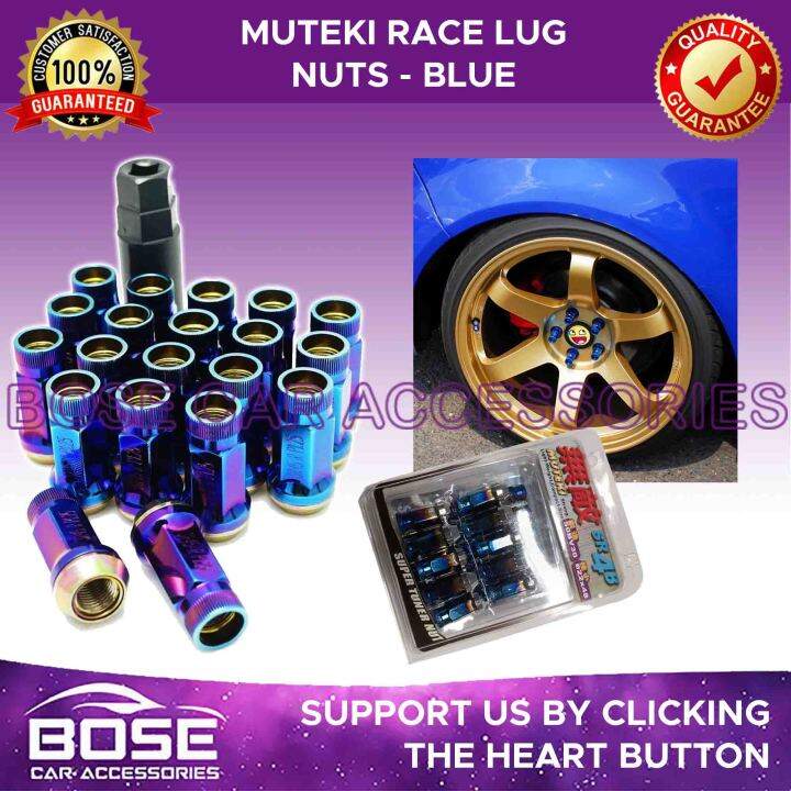 Muteki Race Lug Nuts Blue / Rays Racing Lug Black Gray / Silver Blue