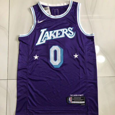 Top-quality Hot Sale Fine embroidery Jersey Mens 2022 Los Angeles Lakerss LeBronn James Russell Westbrook Carmelo Anthony City Edition Swingman Jersey - Purple