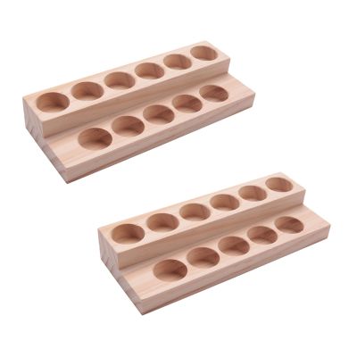 3X 11 Holes Wooden Essential Oil Tray Handmade Natural Wood Display Rack Demonstration Station for 5-15Ml Bottles