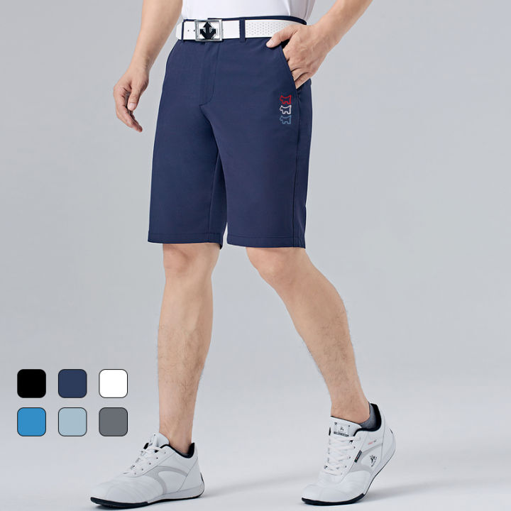 กางเกงขาสั้นเล่นกอล์ฟของผู้ชาย-กางเกงห้าส่วนสำหรับใส่เล่นกีฬากอล์ฟผ้าแห้งเร็วยืดได้บางสำหรับใส่กลางแจ้งสำหรับฤดูร้อน